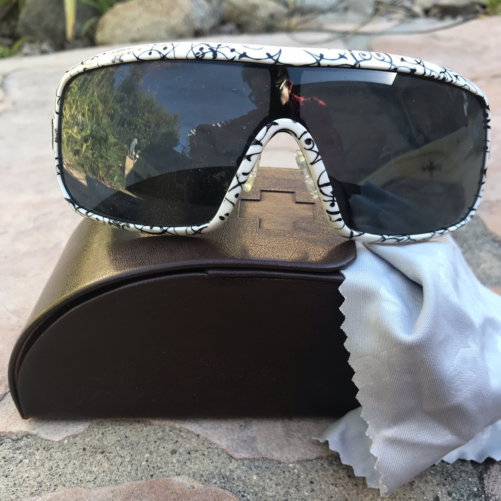 Spy Sunglasses Haymaker White with Black Text used